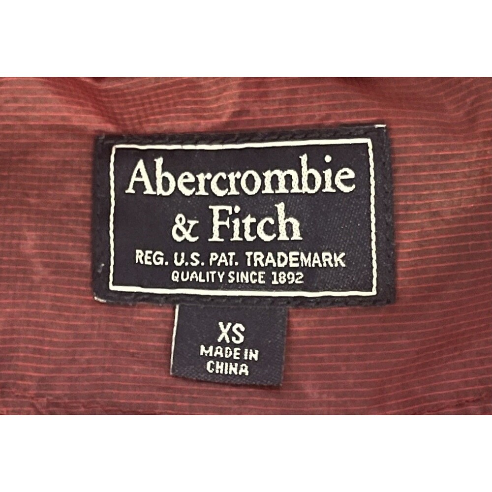 Abercrombie Fitch Windbreaker Jacket Full Zip Hooded Nylon Mens XS Maroon Red - Picture 3 of 6